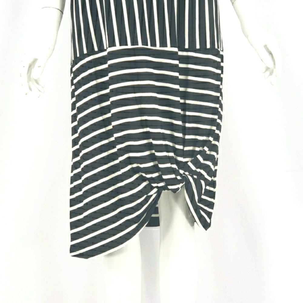 NWT Black & Ivory Striped Knit Midi Dress - Picture 6 of 9